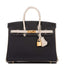 Hermes Birkin 25 Black and Craie Togo Brushed Gold Hardware