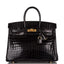 Hermes Black Shiny Niloticus Crocodile Birkin 25cm Gold Hardware