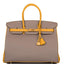 Hermes Birkin 35 Etoupe and Jaune Ambre Togo Brushed Gold Hardware