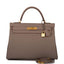 Hermes Horseshoe Stamp (HSS) Gris Asphalte Verso Togo Retourne Kelly 32cm Brushed Gold Hardware