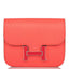 Hermes Rose Texas Epsom Constance Slim Wallet Palladium Hardware