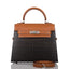 Hermes Fauve Barenia and Natural Wood "Kelly Wood" 22cm Palladium Hardware