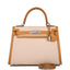 Hermes Sesame Toile and Swift Sellier Kelly 28cm Palladium Hardware