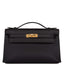 Hermes Kelly Pochette Black Swift Gold Hardware