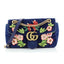 Gucci Flap Marmont GG Embroidered Matelasse Blue Velvet Cross Body 443497