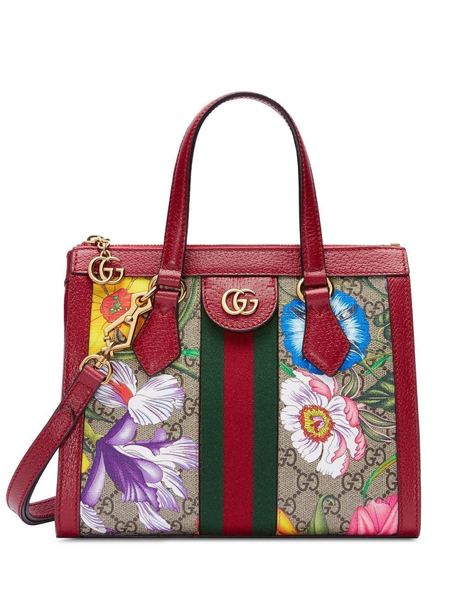 Ophidia GG Flora tote bag in Red Hover Image