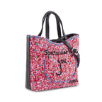 KATRINA MINI TOTE RAFFIA PEBBLE PINK/RED