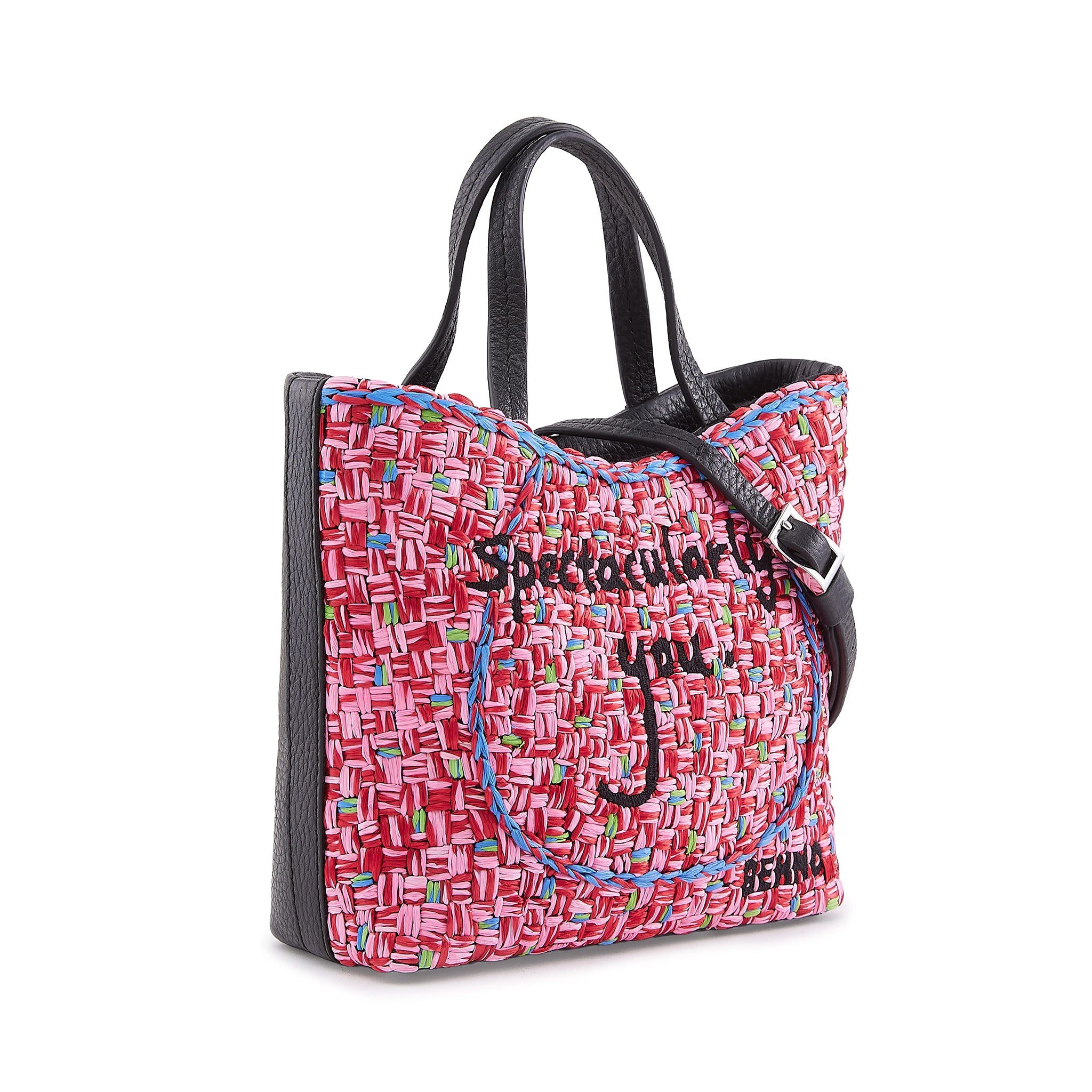 KATRINA MINI TOTE RAFFIA PEBBLE PINK/RED
