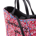 KATRINA MINI TOTE RAFFIA PEBBLE PINK/RED