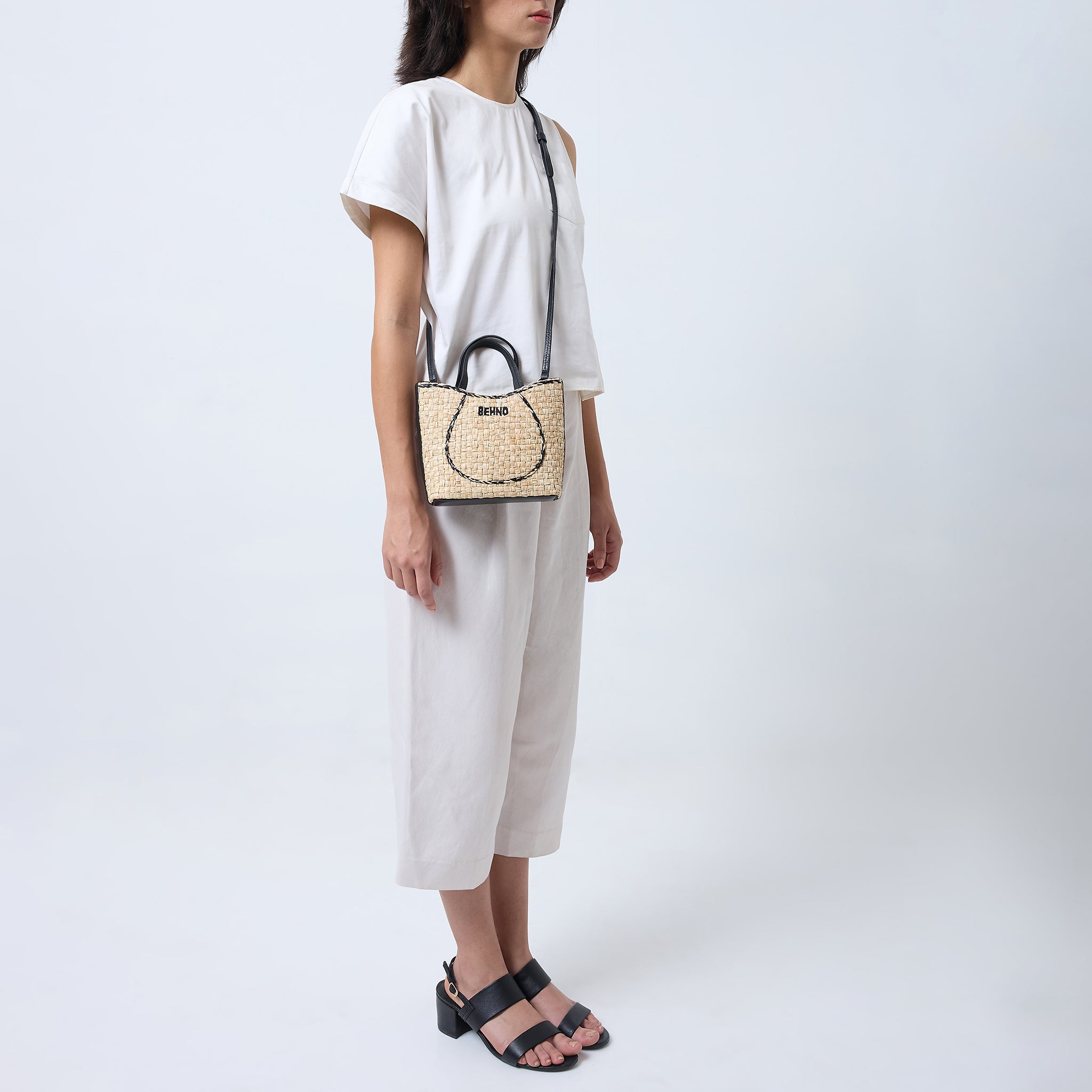 KATRINA MINI TOTE RAFFIA PEBBLE BUTTERCREAM