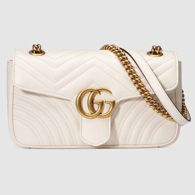 GG Marmont small matelassé shoulder bag White leather Hover Image