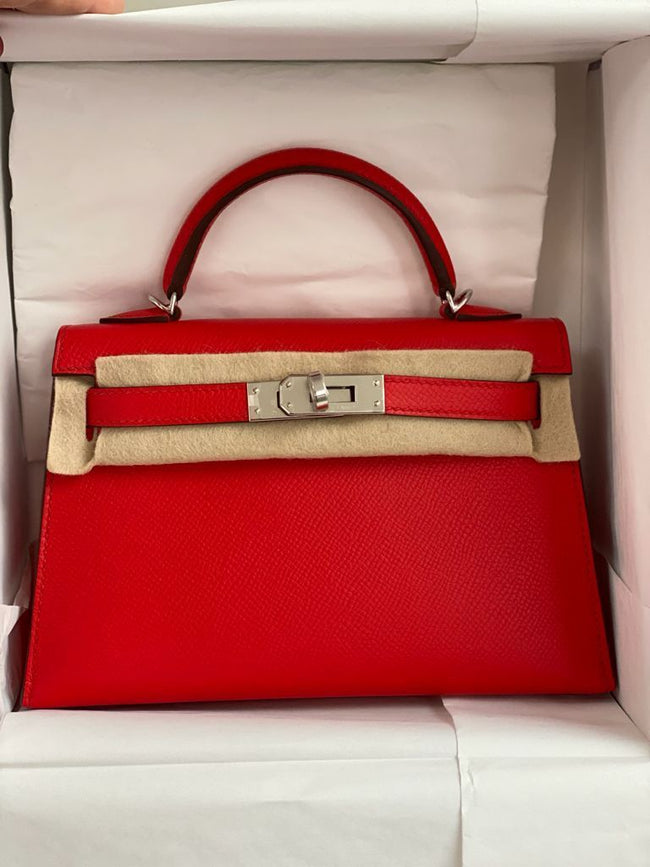 Hermes Rouge De Couer Epsom Sellier Kelly 20cm Palladium Hardware Hover Image
