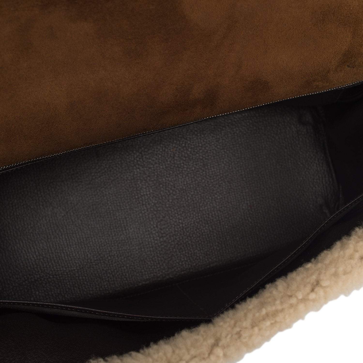 Hermes Teddy Shearling Kelly 35cm Palladium Hardware