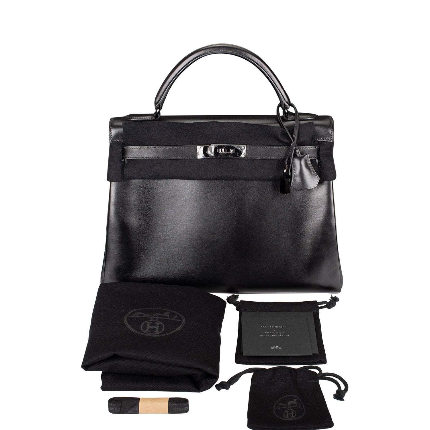 Hermes SO Black Box Retourne Kelly 32cm Black Hardware