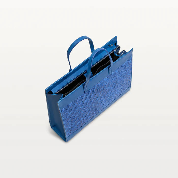 Braemar Tote in Cobalt Pirarucu By Vivo Bags
