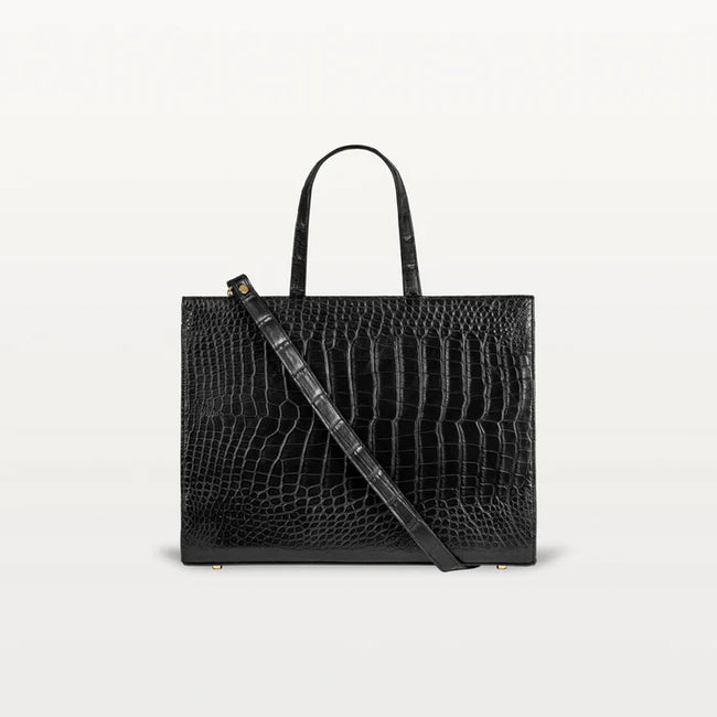 Braemar Tote in Midnight Black Alligator By Vivo Bags Hover Image