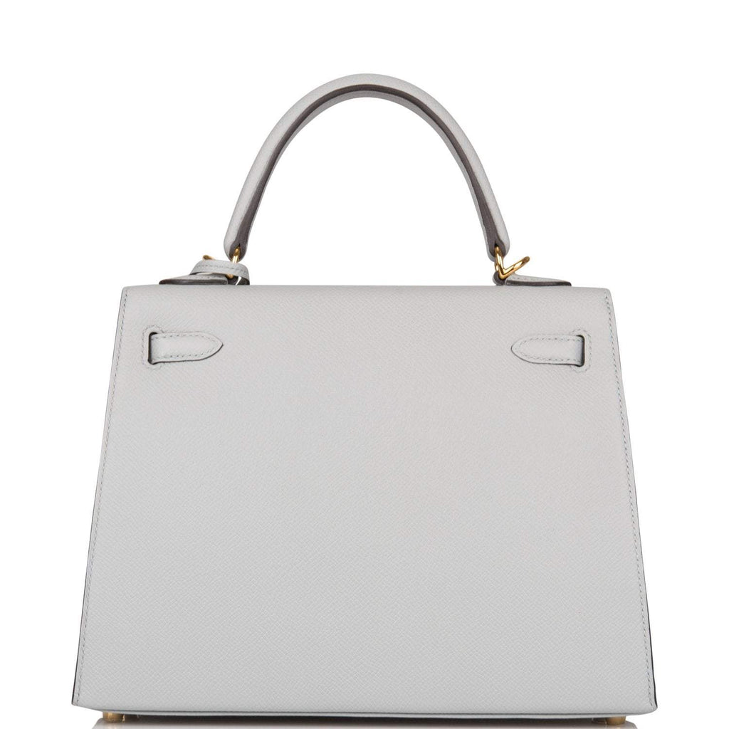 Hermes Kelly Sellier 25 Bleu Glacier Epsom Gold Hardware