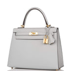 Hermes Kelly Sellier 25 Bleu Glacier Epsom Gold Hardware