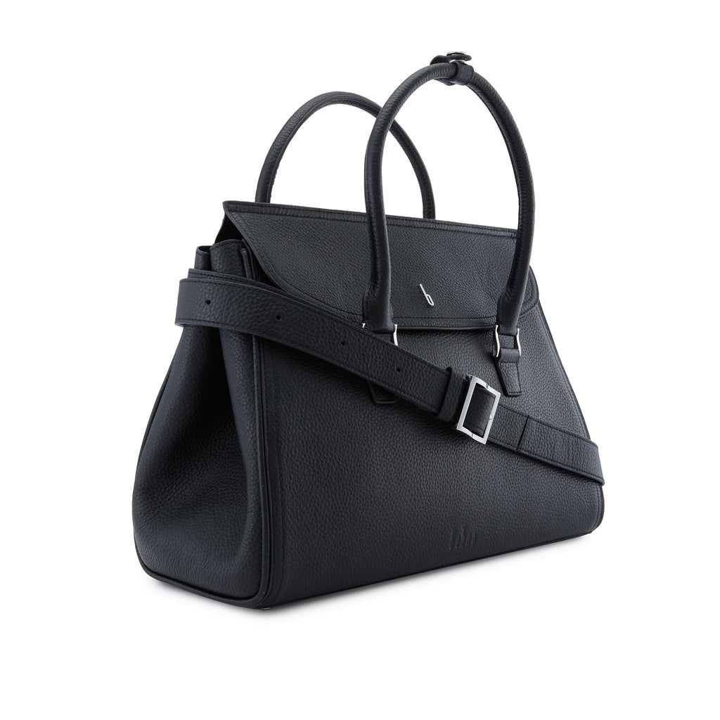 Coco Satchel Large Pebble Black