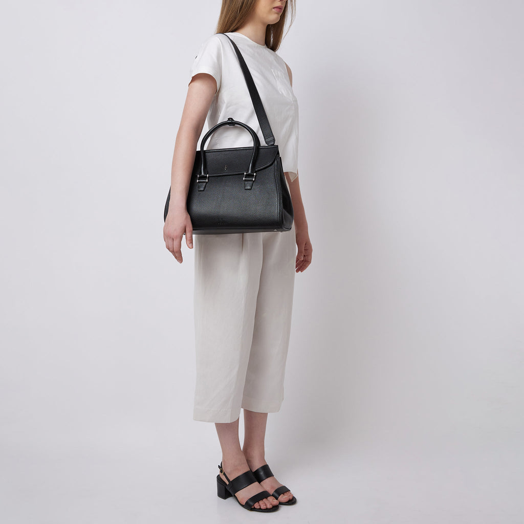 Coco Satchel Large Pebble Black