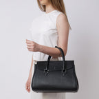 Coco Satchel Large Pebble Black