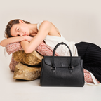 Coco Satchel Large Pebble Black