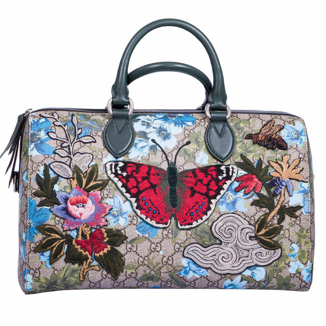 Gucci Linea A Butterfly Embroidered Boston Bag Hover Image