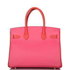 Hermes Birkin 30cm Bi-Color Rose Azalee and Feu Epsom Permabrass Hardware