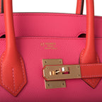 Hermes Birkin 30cm Bi-Color Rose Azalee and Feu Epsom Permabrass Hardware