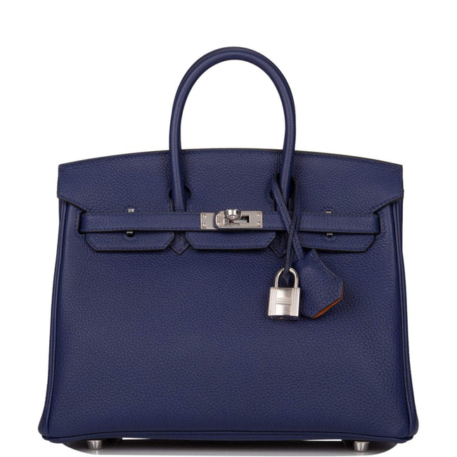Hermes Bleu Encre Verso Togo Birkin 25cm Palladium Hardware Hover Image