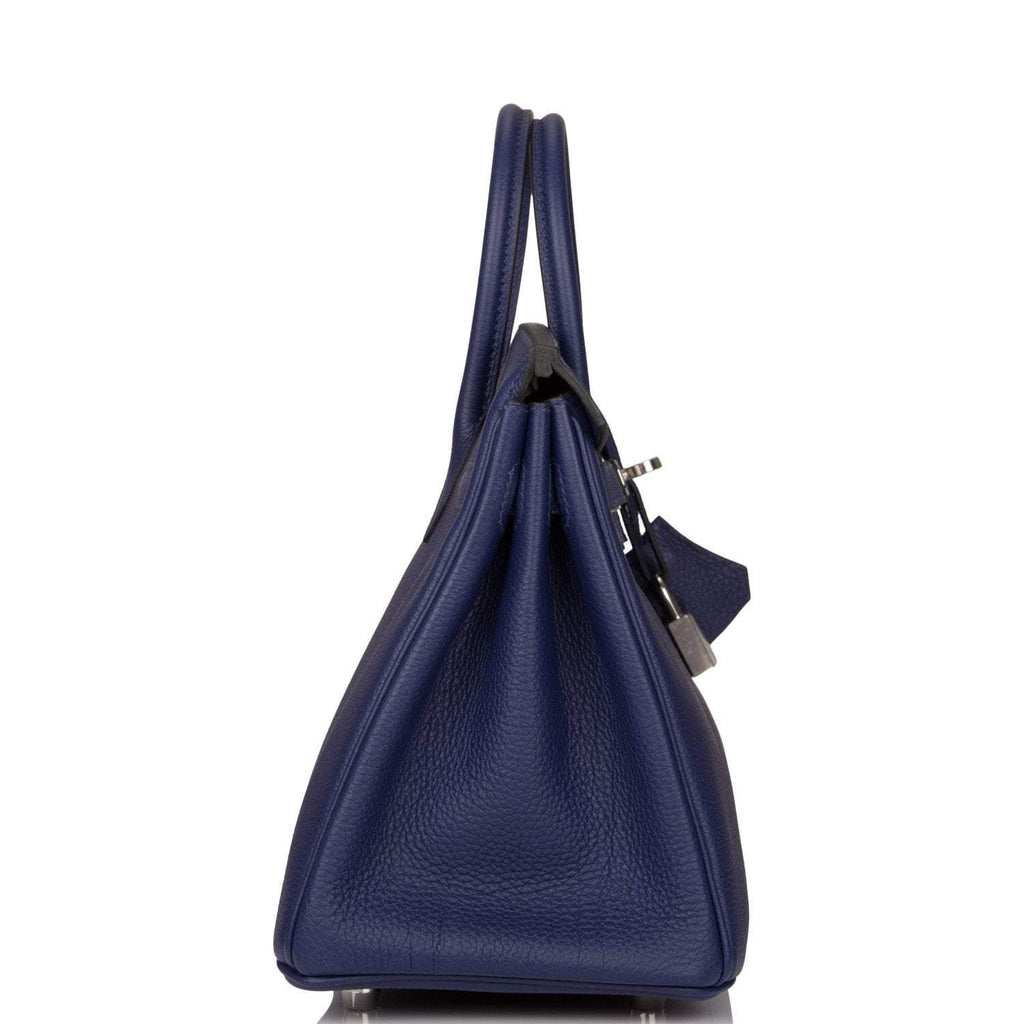 Hermes Bleu Encre Verso Togo Birkin 25cm Palladium Hardware