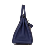 Hermes Bleu Encre Verso Togo Birkin 25cm Palladium Hardware