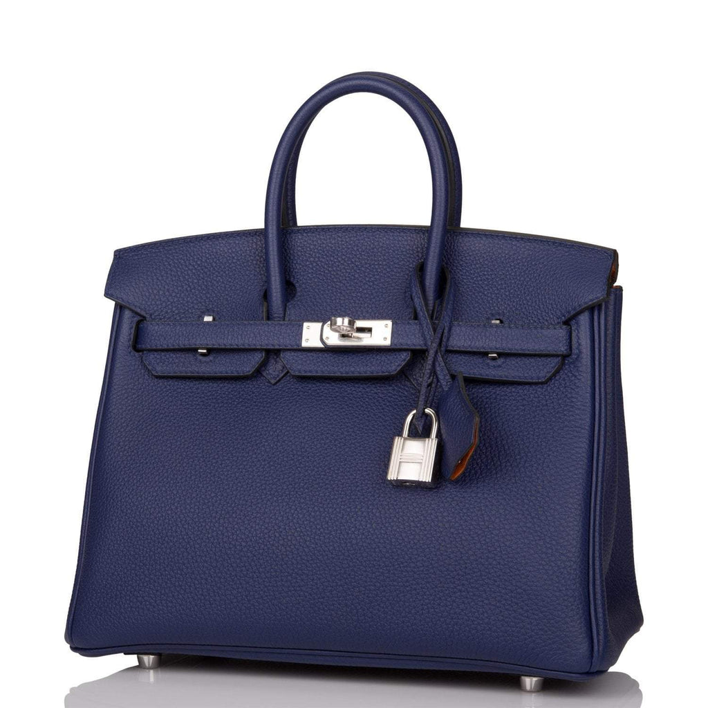 Hermes Bleu Encre Verso Togo Birkin 25cm Palladium Hardware
