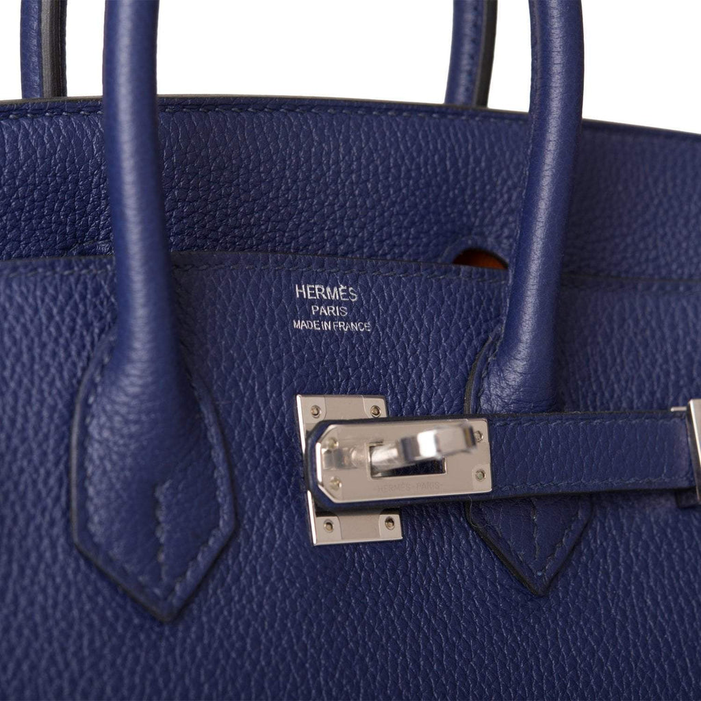 Hermes Bleu Encre Verso Togo Birkin 25cm Palladium Hardware