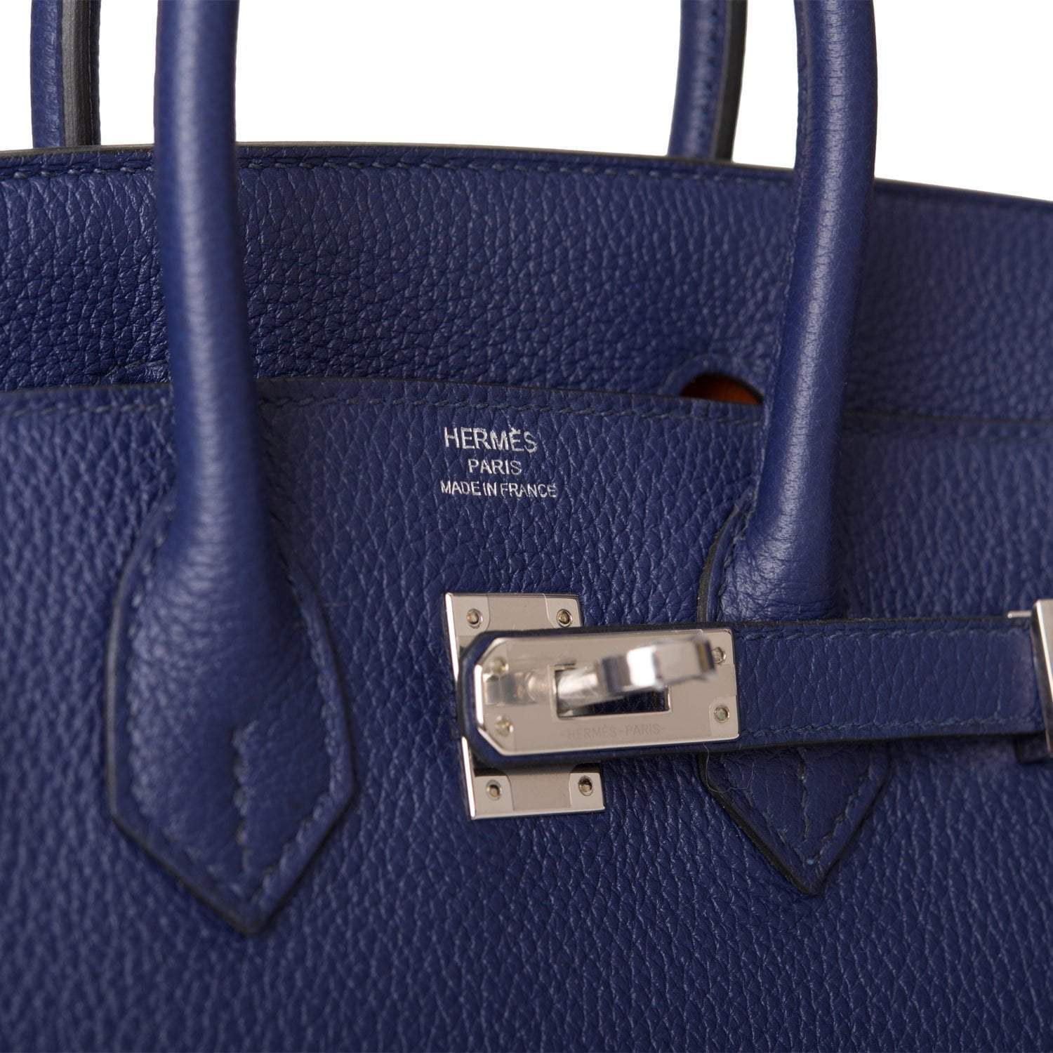 Hermes Bleu Encre Verso Togo Birkin 25cm Palladium Hardware