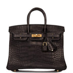 Hermes Black Matte Alligator Birkin 25cm Gold Hardware