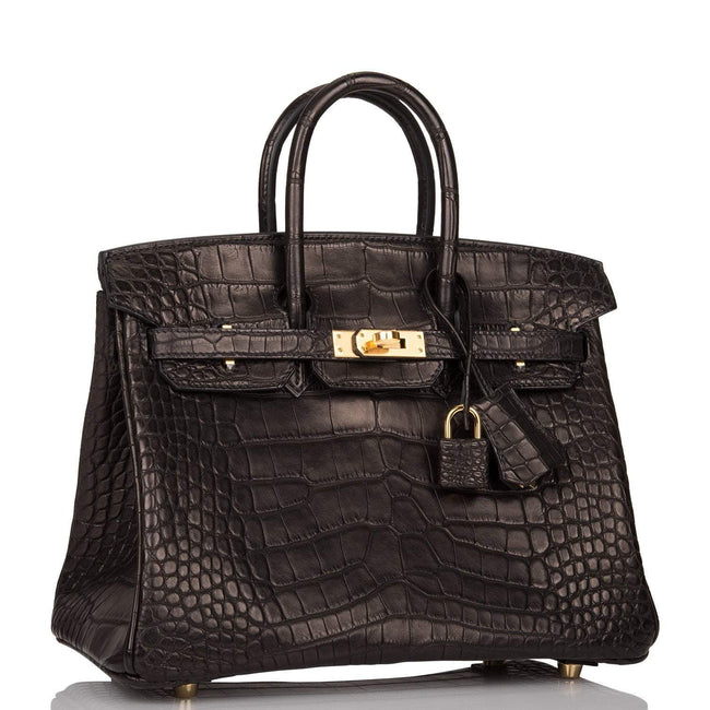 Hermes Black Matte Alligator Birkin 25cm Gold Hardware Main Image