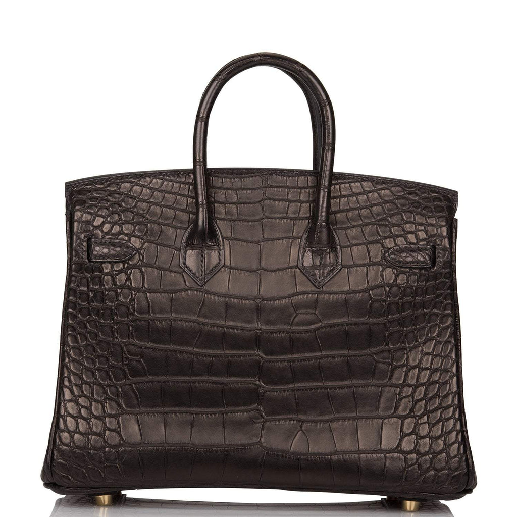 Hermes Black Matte Alligator Birkin 25cm Gold Hardware