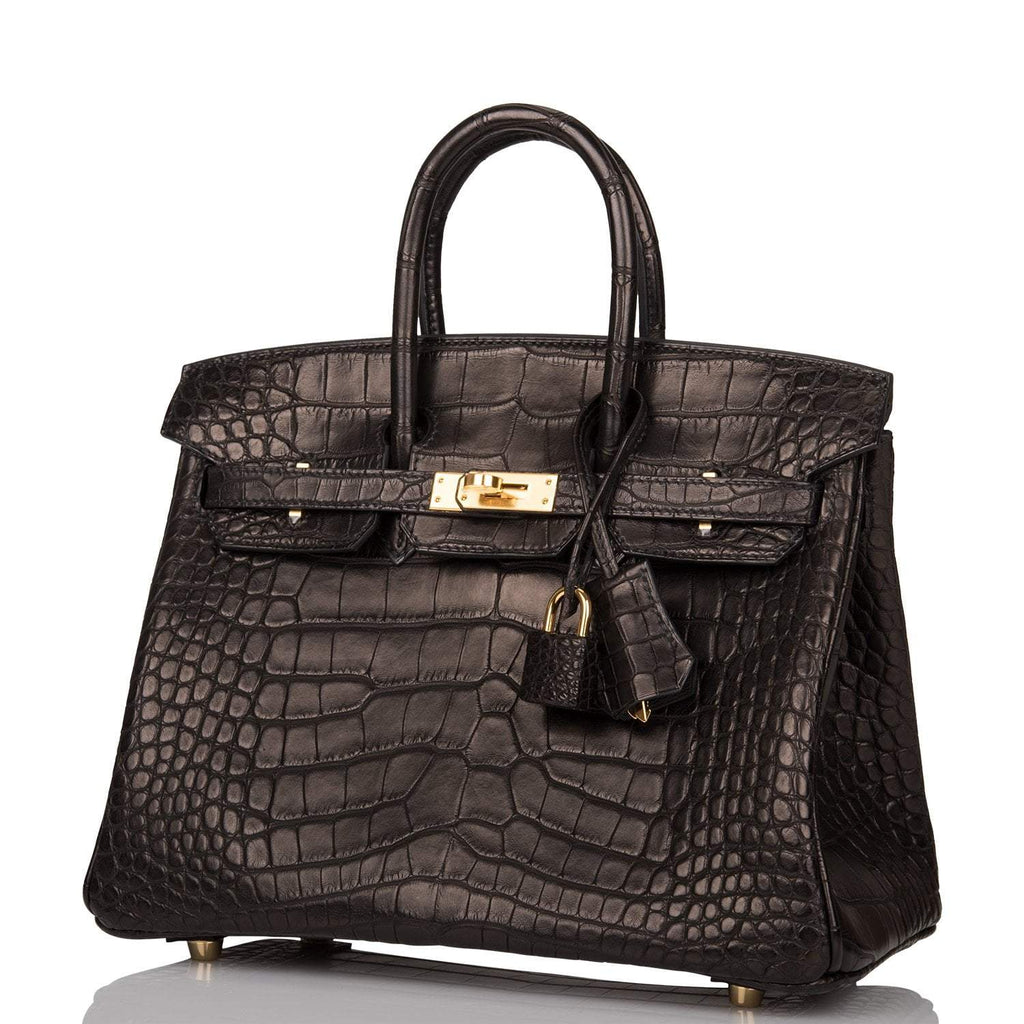Hermes Black Matte Alligator Birkin 25cm Gold Hardware