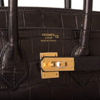 Hermes Black Matte Alligator Birkin 25cm Gold Hardware