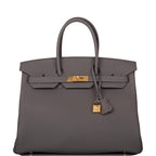 Hermes Birkin 35 Etain Togo Gold Hardware