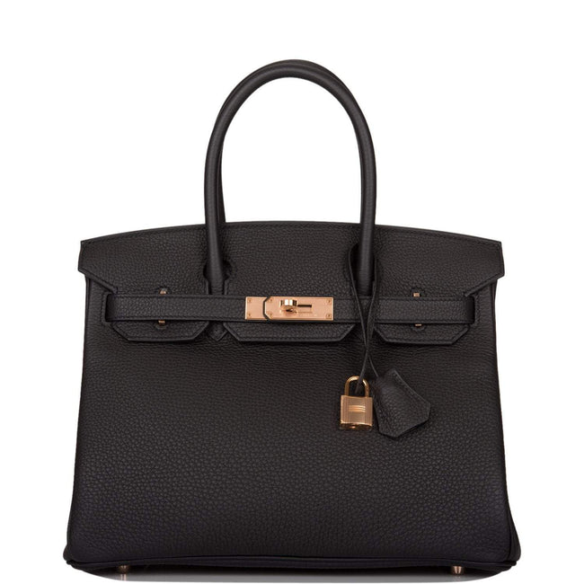 Hermes Black Togo Birkin 30cm Rose Gold Hardware Hover Image