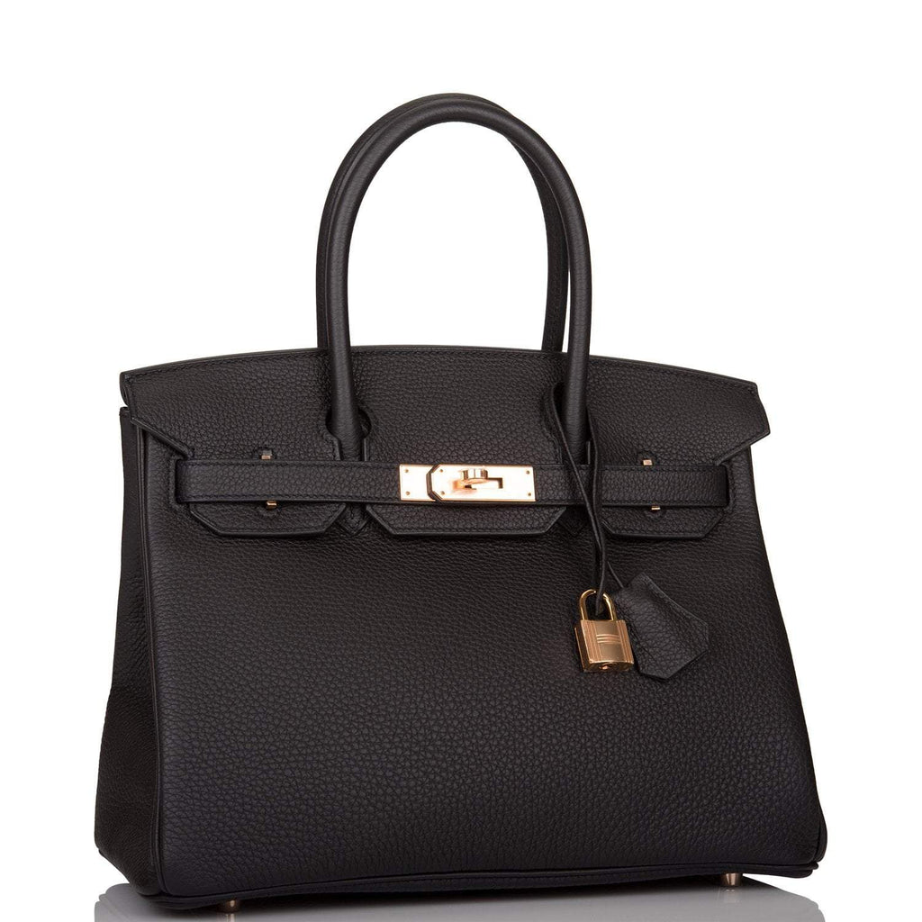 Hermes Black Togo Birkin 30cm Rose Gold Hardware