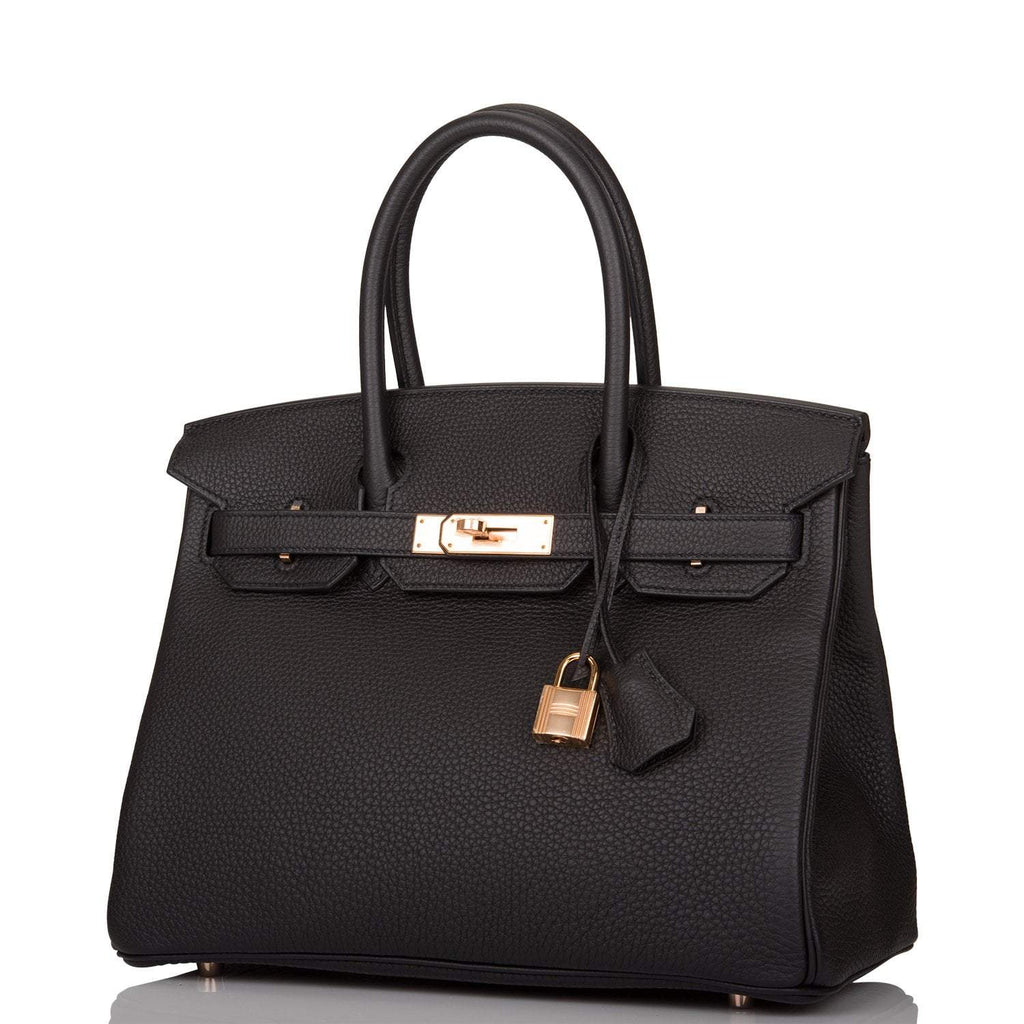 Hermes Black Togo Birkin 30cm Rose Gold Hardware