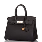 Hermes Black Togo Birkin 30cm Rose Gold Hardware