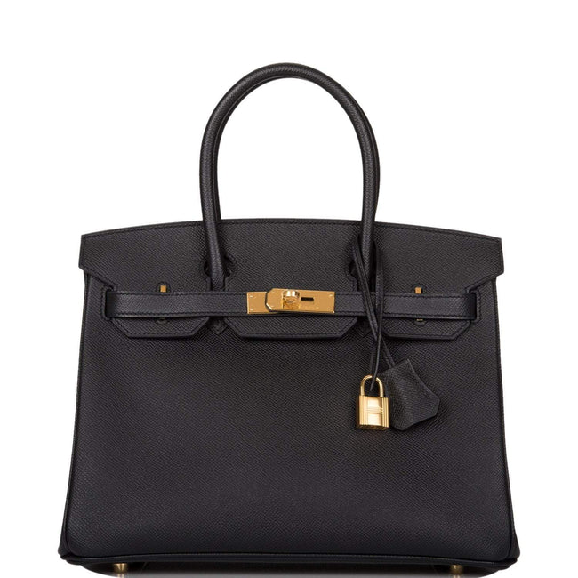Hermes Birkin 30 Black Epsom Gold Hardware Hover Image