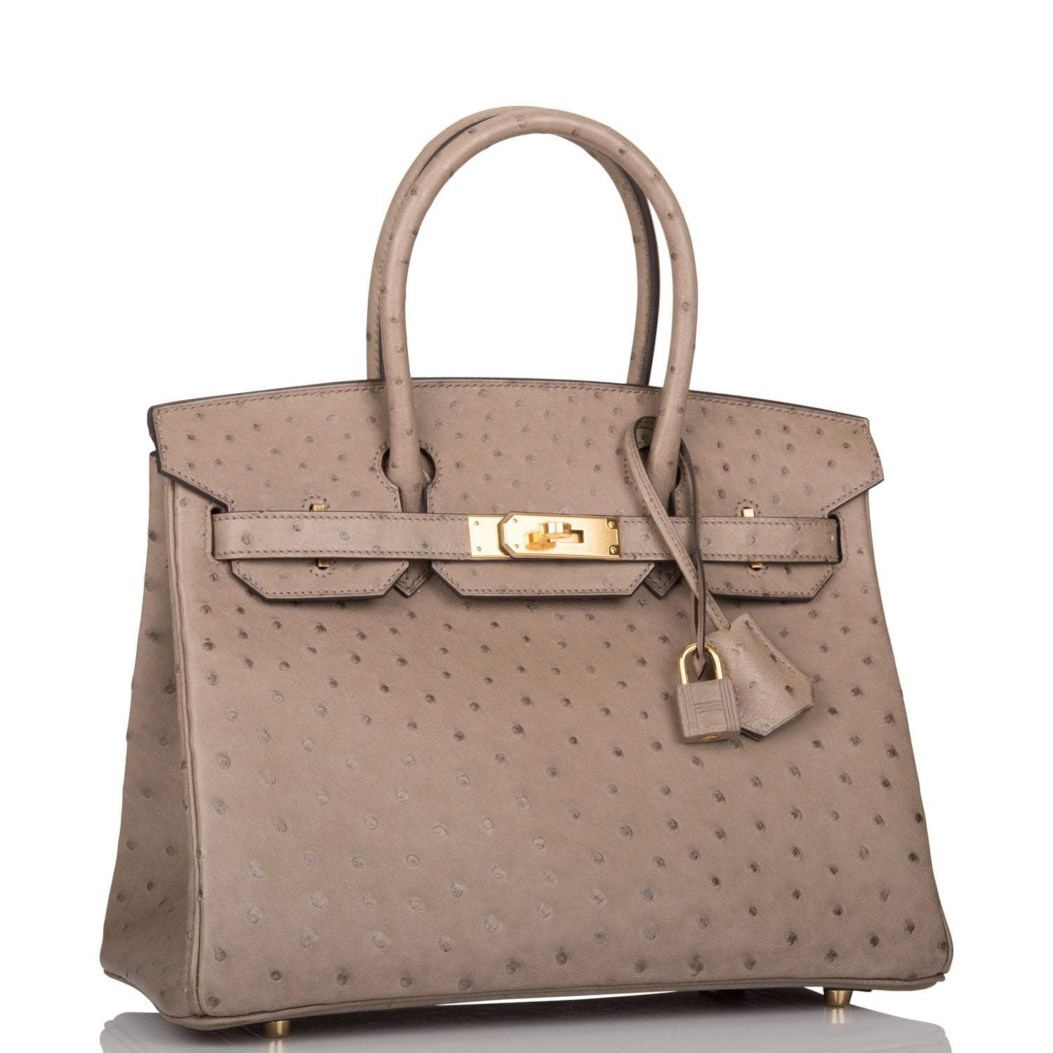 Hermes Gris Asphalte Ostrich Birkin 30cm Gold Hardware