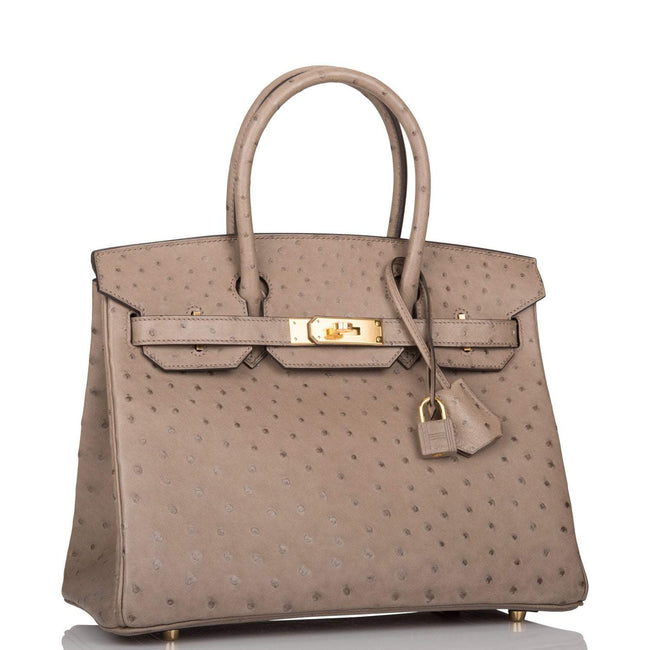 Hermes Gris Asphalte Ostrich Birkin 30cm Gold Hardware Main Image