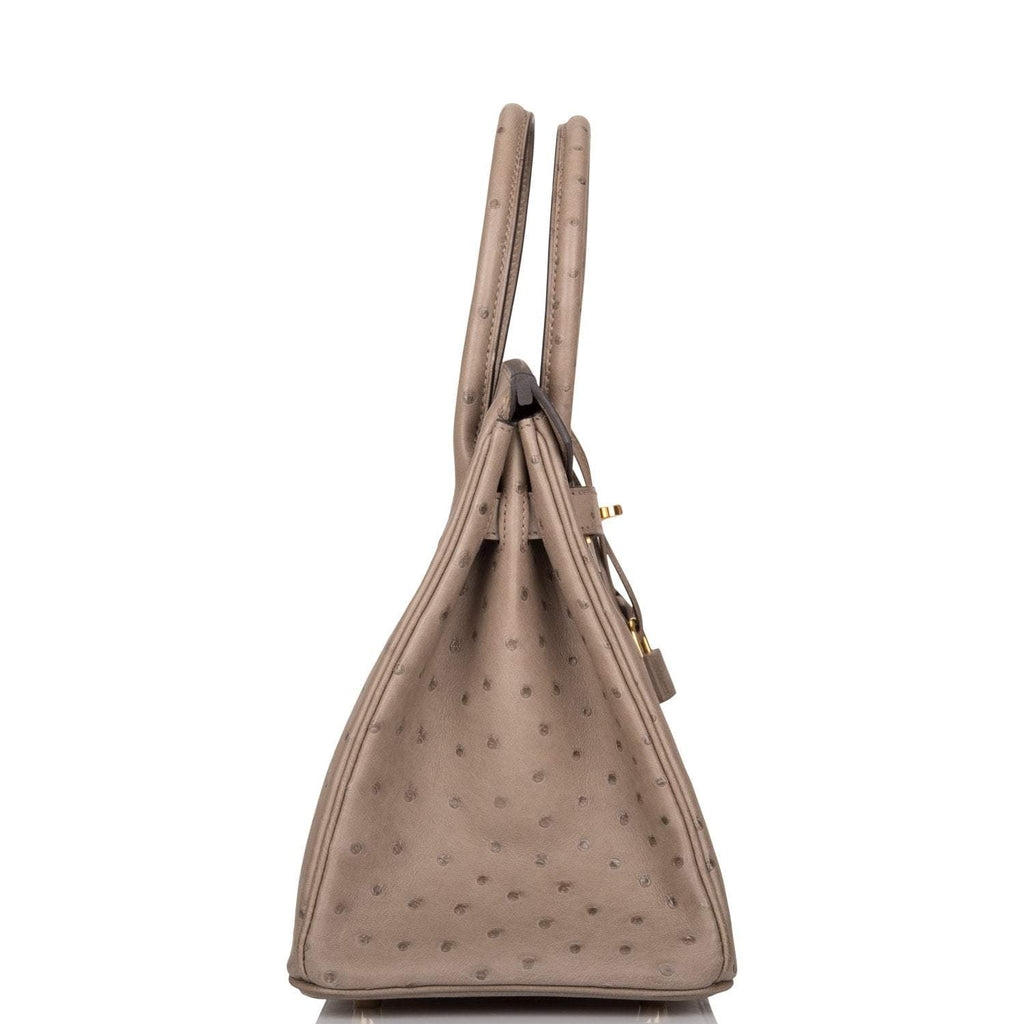 Hermes Gris Asphalte Ostrich Birkin 30cm Gold Hardware