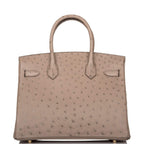 Hermes Gris Asphalte Ostrich Birkin 30cm Gold Hardware